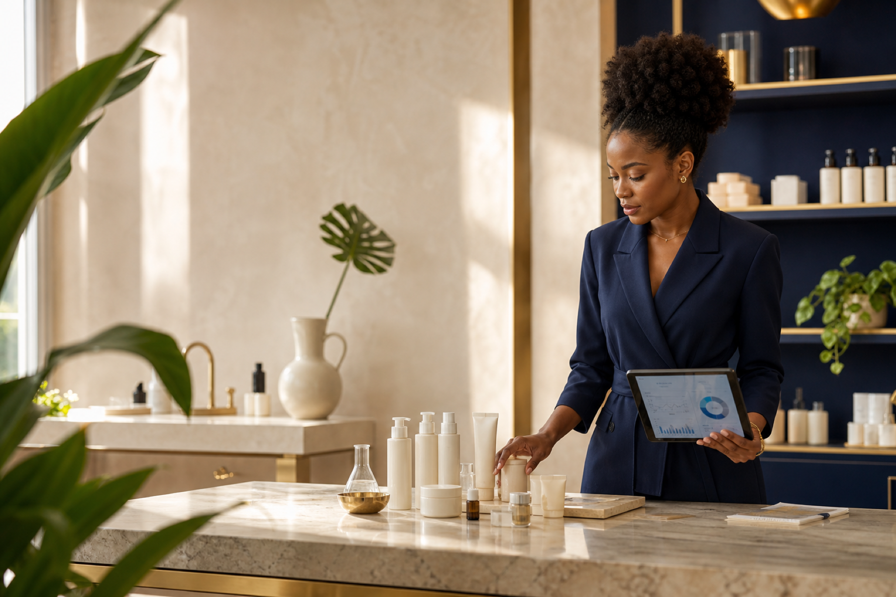 African beauty entrepreneur developing products with data insights